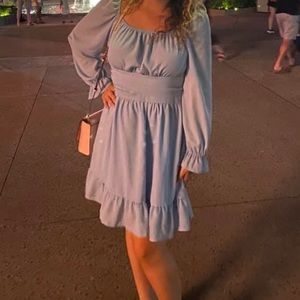 Light blue open back dress